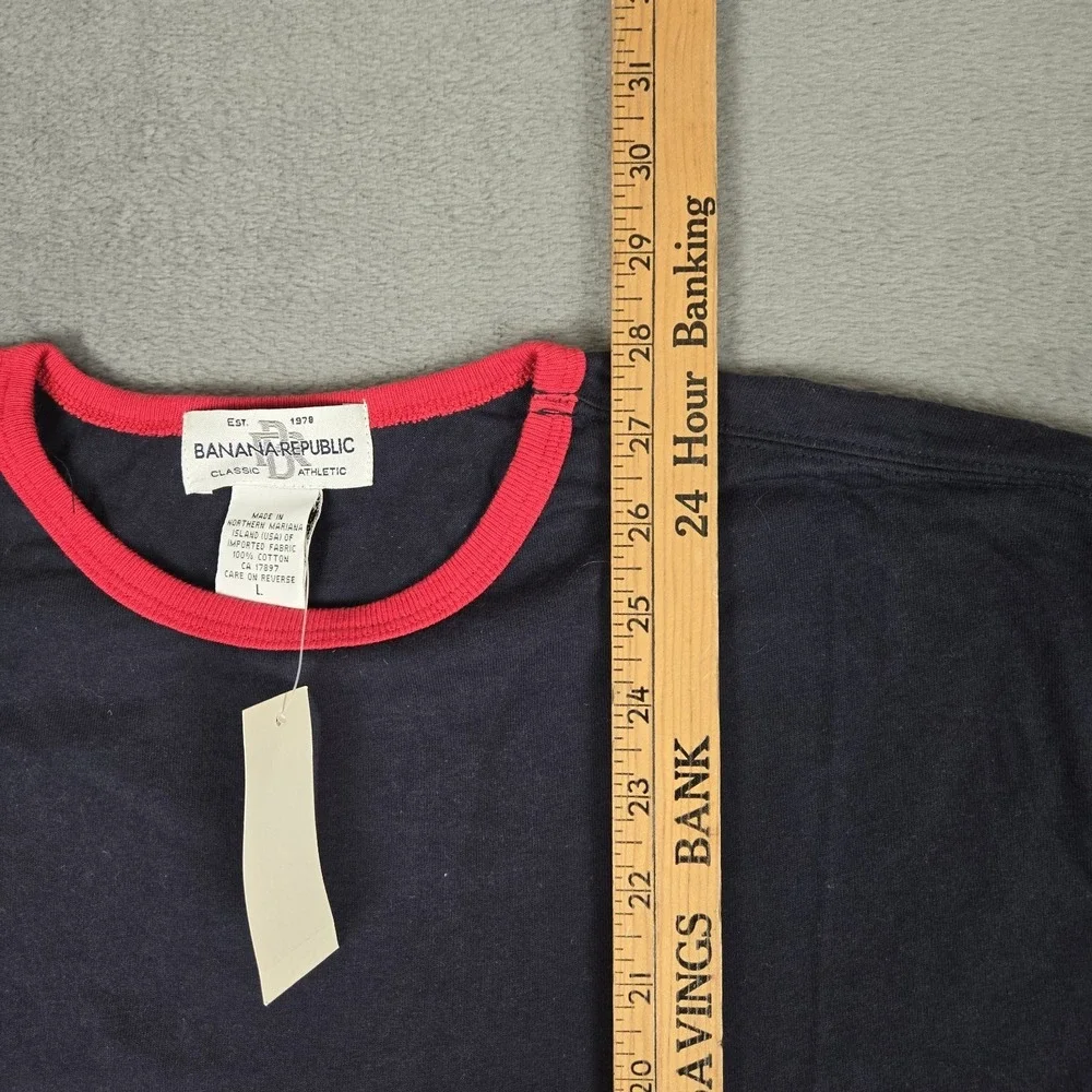 Vintage Banana Republic Shirt Mens Large Blue‎ Red Logo USA Made 80s NWT *READ